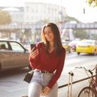Woman travelling with phone