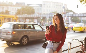 Woman travelling with phone