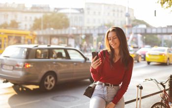Woman travelling with phone