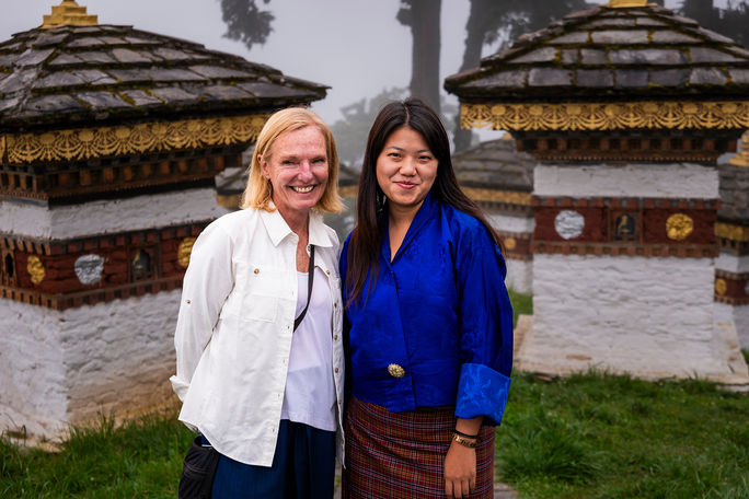 World Expeditions' CEO Sue Badyari in Bhutan. World Expeditions, expeditions, tour operators, responsible tour operators, bhutan expeditions, adventure travel, sue badyari, tour operator leaders