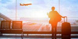 Traveler awaiting flight at the airport