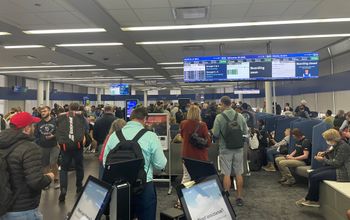 Busy boarding gates at Chicago's O'Hare International Airport.