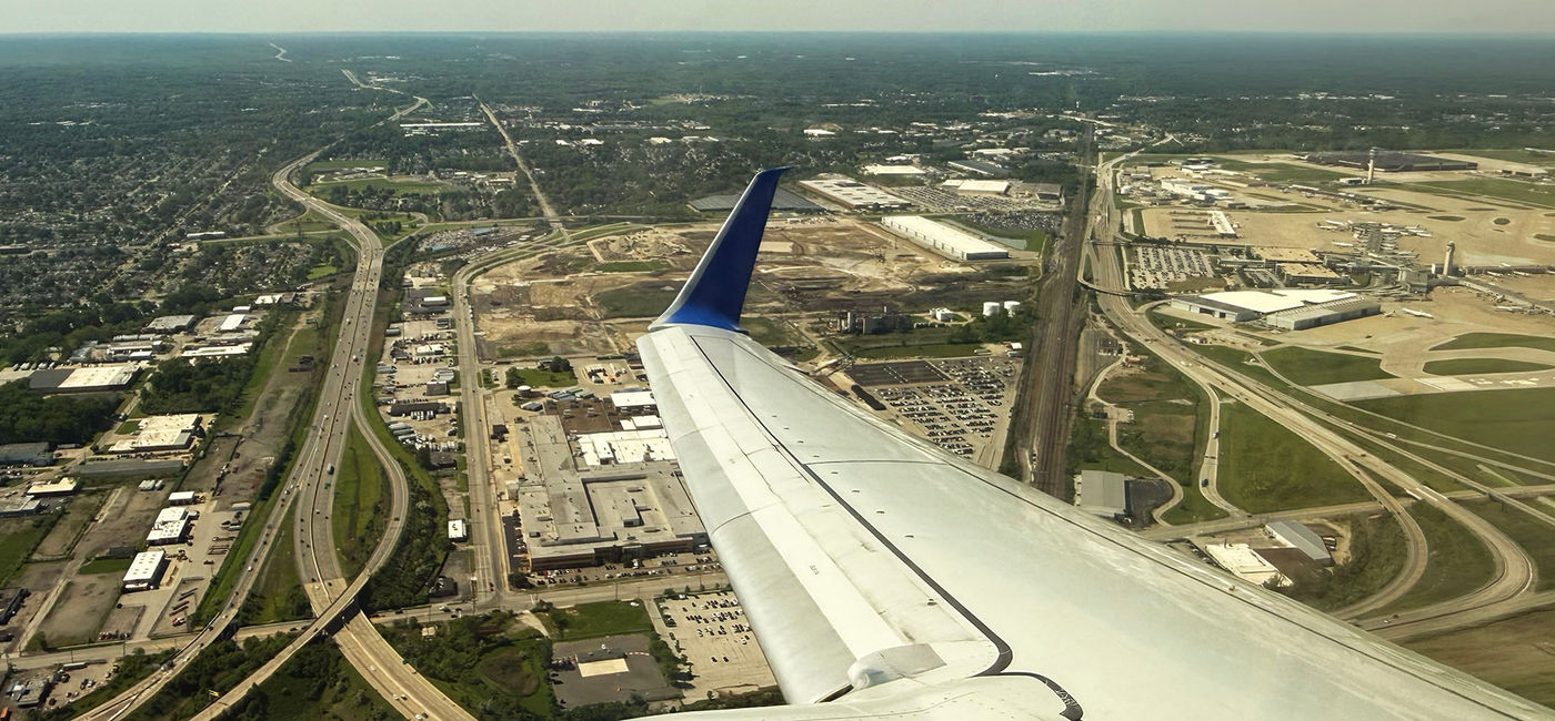 Image: Aerial view from a United flight, just after takeoff from Cleveland Hopkins International Airport. (Photo Credit: Photo by Paul J. Heney.)