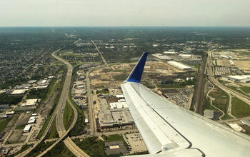Aerial view from a United flight, just after takeoff from Cleveland Hopkins International Airport
