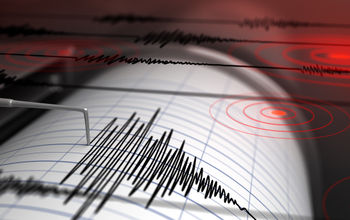 Seismograph recording an earthquake.