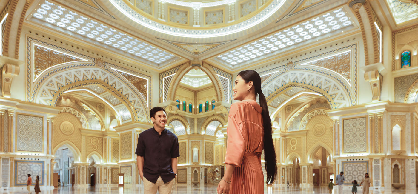 Image: Travellers can visit the Qasr Al Watan Presidential Palace and other cultural attractions in Abu Dhabi. (Photo Credit: © Department of Culture and Tourism, Abu Dhabi)