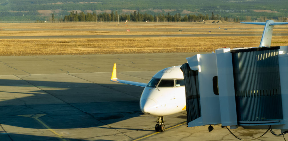 Aircraft docked at Whitehorse airport Yukon Canada