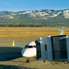 Aircraft docked at Whitehorse airport Yukon Canada