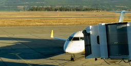 Aircraft docked at Whitehorse airport Yukon Canada