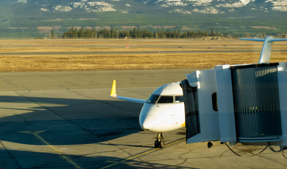 Aircraft docked at Whitehorse airport Yukon Canada