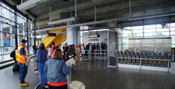 Passengers waiting at Seattle–Tacoma International Airport.