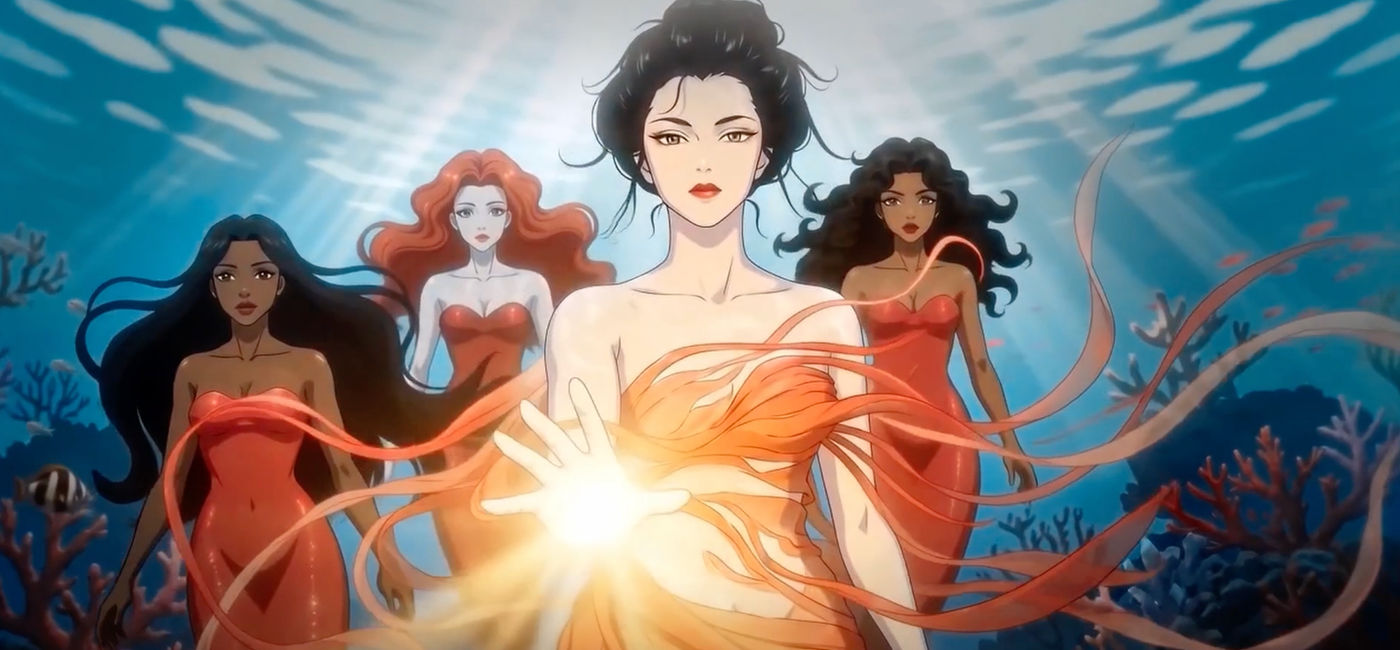 Image: A new four-part short film series explores the four mermaids behind the brand’s Lady Ships—Scarlet, Valiant, Resilient and Brilliant (Photo Credit: Virgin Voyages)