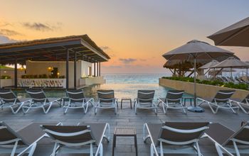 Marriott Cancun All-Inclusive Adult Pool at Sunrise.