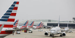 American Airlines, parked airplanes, airplanes