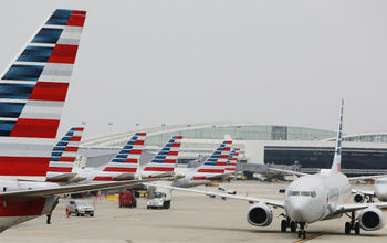 American Airlines, parked airplanes, airplanes