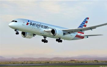 American Airlines plane in flight.