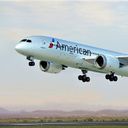 American Airlines plane in flight.