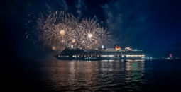 Cunard’s New Queen Anne, cruise, ship, cruising, sail, sailing, ocean, water, fireworks