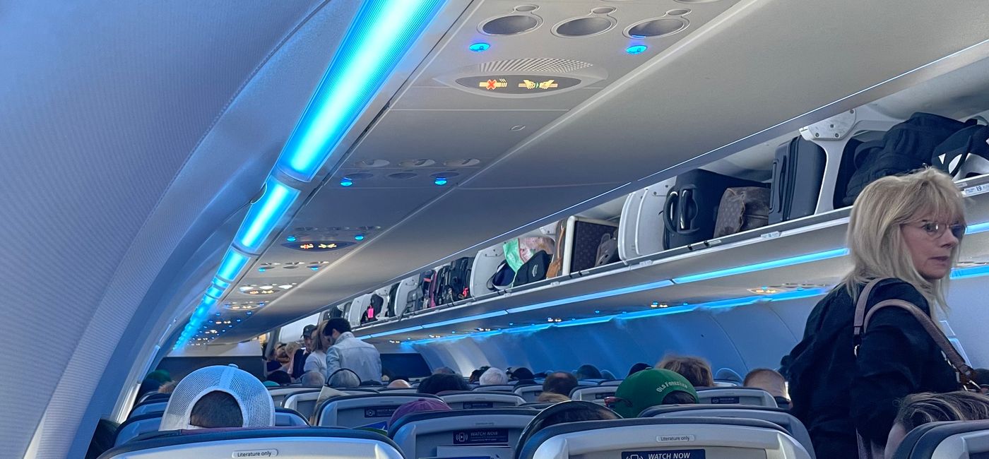 Image: A full plane cabin. (photo by Patrick Clarke) (Photo Credit: PATRICK CLARKE)