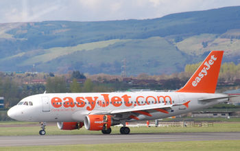 An easyJet plane on the runway at Glasgow Airport