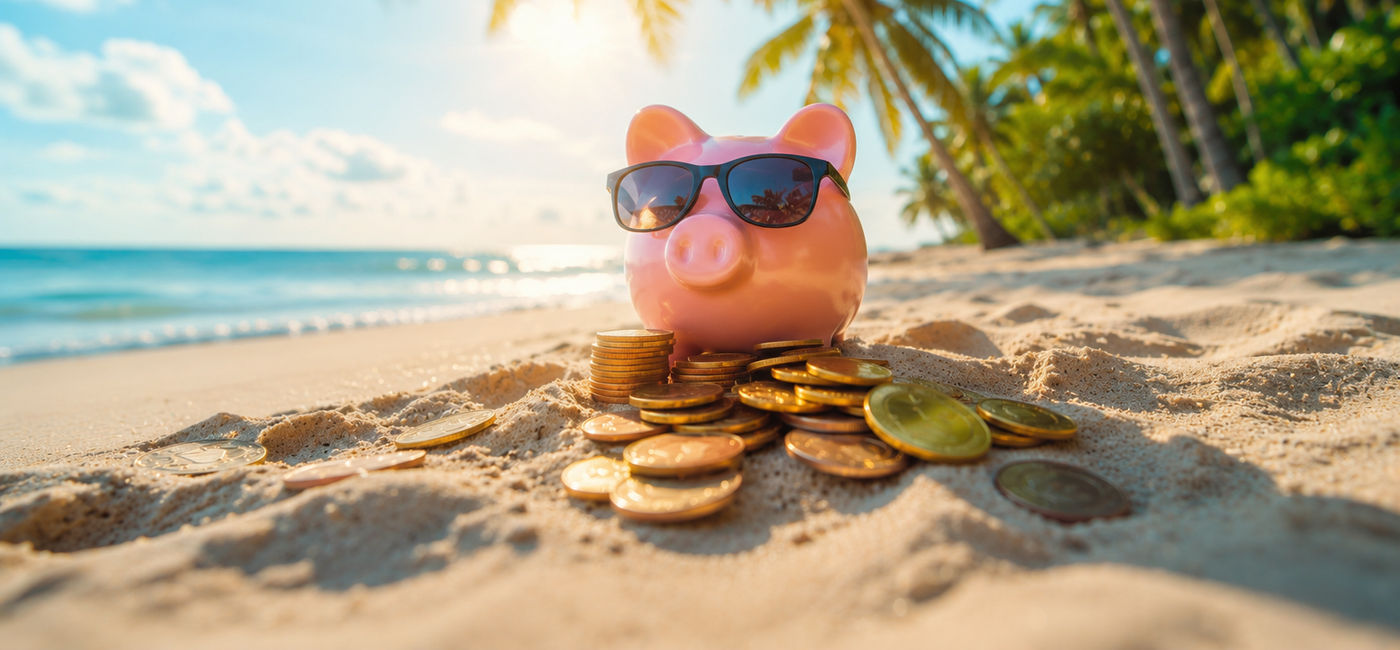 Image: A piggy bank in an epic beach location. (Photo Credit: Commtrak/Adobe Stock)