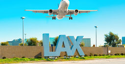 A plane taking off from Los Angeles International Airport (LAX).
