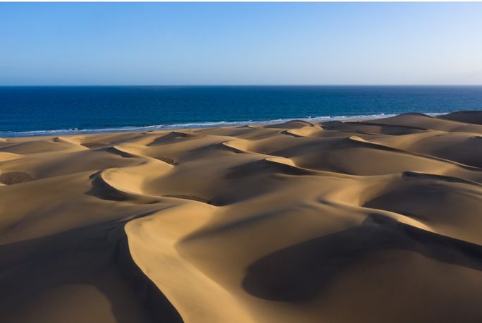 The Maspalomas Dunes, a protected nature reserve on Gran Canaria's southern coast