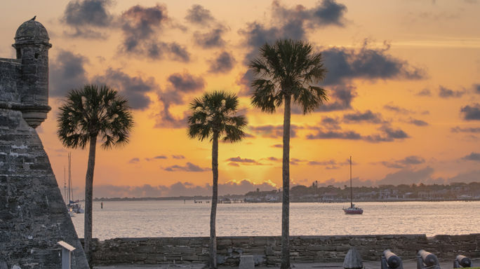 The Castillo de San Marcos at sunrise, St Augustine, Florida.