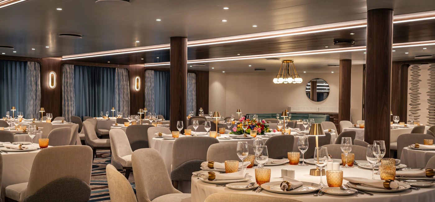 Image: The newly refreshed Amphora restaurant aboard Wind Star (Photo Credit: Windstar Cruises)