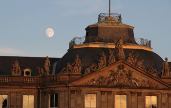 Stuttgart moonrise over Neues Schloß