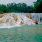Cascadas de Agua Azul (Agua Azul Falls), a natural wonder of Chiapas. The green and blue colors are due to dissolved carbonate salts in the water.