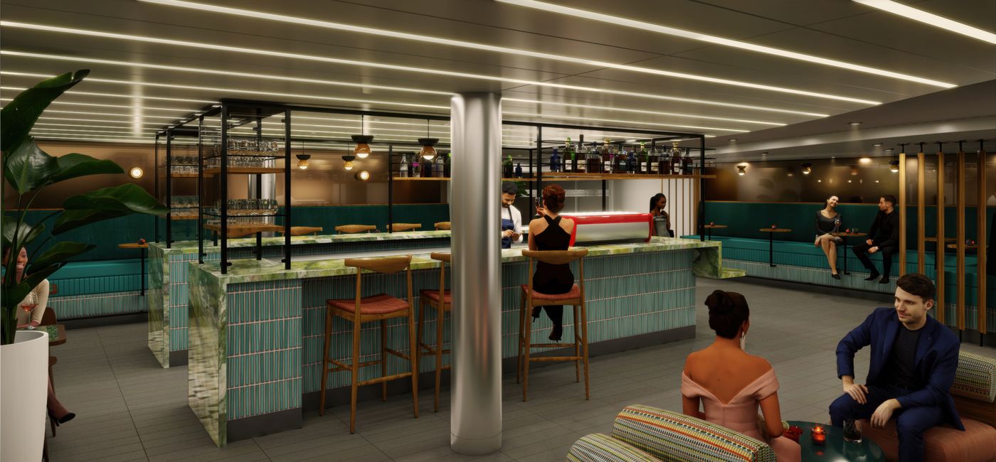 Image: Nighttime at Ground Club Too rendering. (Photo Credit: Virgin Voyages)