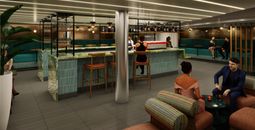Nighttime at Ground Club Too rendering