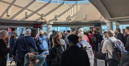 Airport crowd, travel, traveler, travelers, traveling,