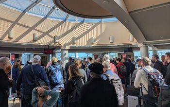 Airport crowd, travel, traveler, travelers, traveling,