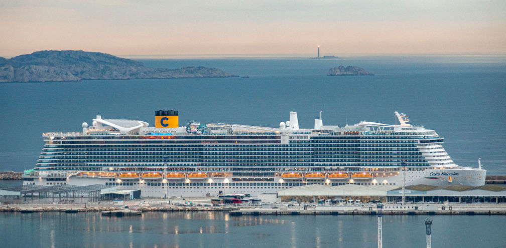 The Costa Smeralda sailing outside of Marseille, France.