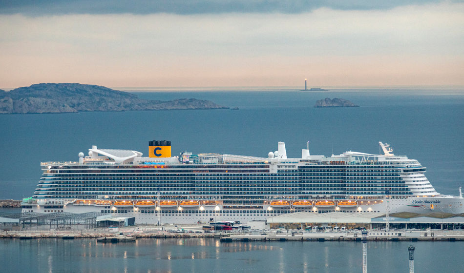 The Costa Smeralda sailing outside of Marseille, France.