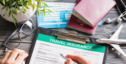 Traveler purchasing an insurance policy.