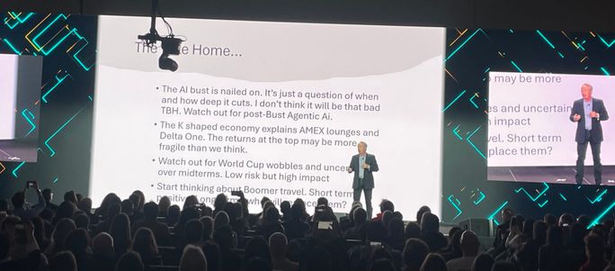 Economist Mark Blythe speaks at the 2025 USTOA Conference and Marketplace