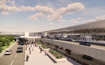 Rendering of new arrivals and departures hall at AUS