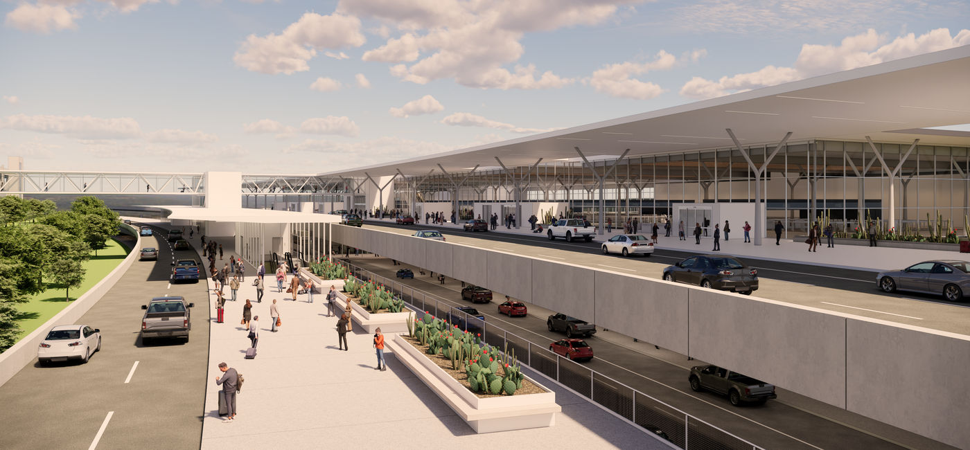 Image: Rendering of new arrivals and departures hall at AUS (Photo Credit: Courtesy AUS)