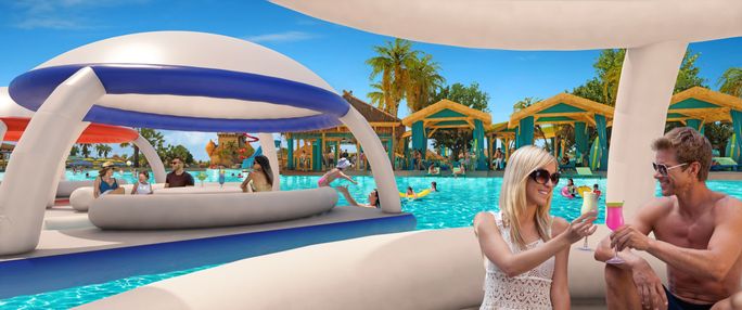 Floating cabanas will be available for rent at Starfish Lagoon Floating cabanas will be available for rent at Starfish Lagoon