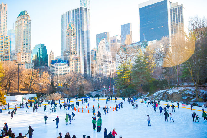 People ice skating in Central Park, New York City