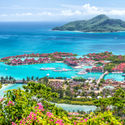 Aerial view of Mahe' Island, Seychelles.