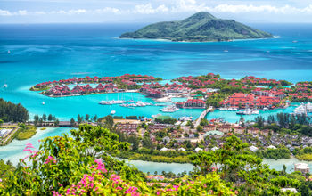 Aerial view of Mahe' Island, Seychelles.