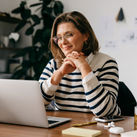 Woman working from home office