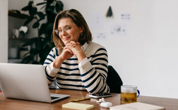 Woman working from home office