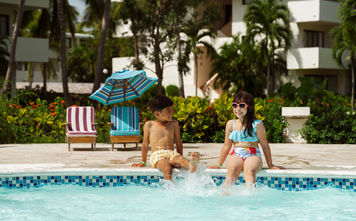 Guests enjoying the pool