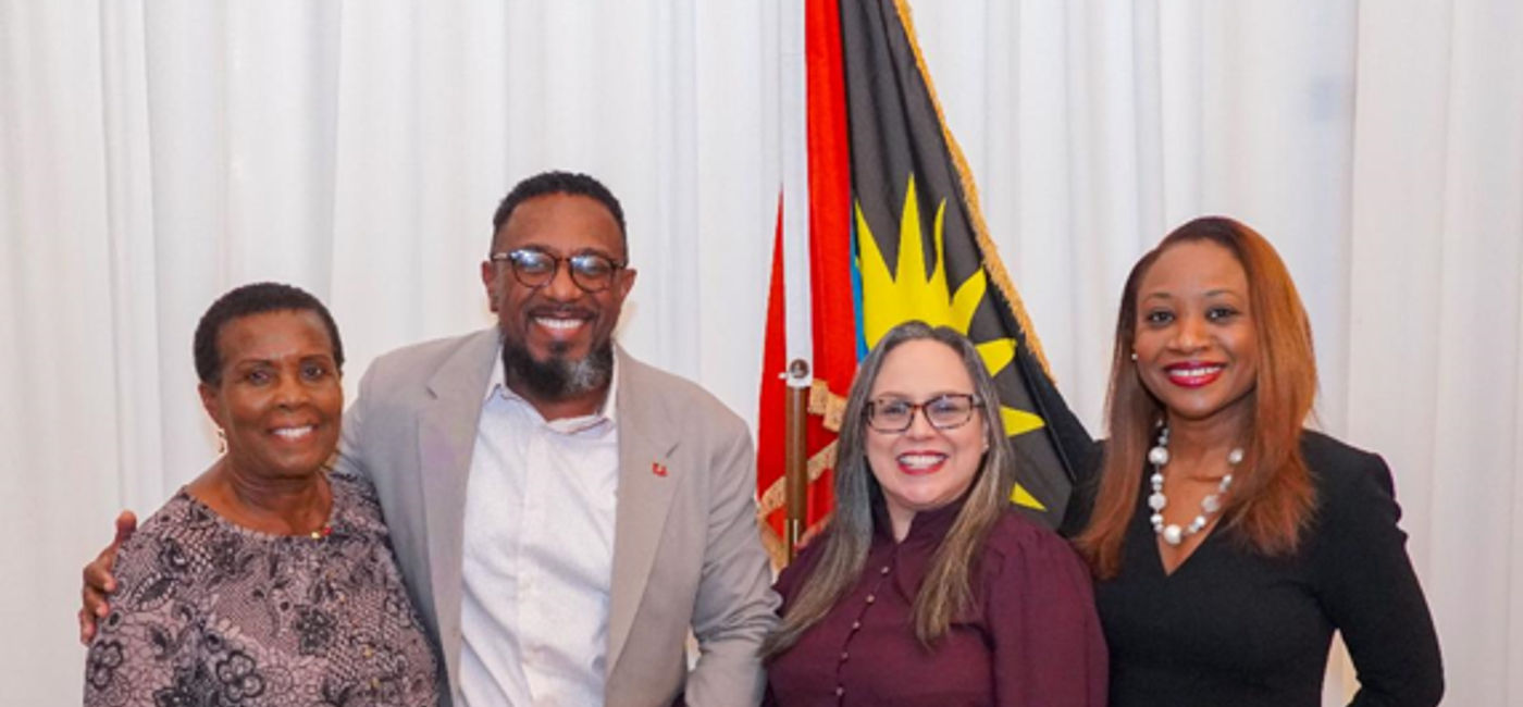 Image: Colin C. James, CEO of the Antigua and Barbuda Tourism Authority, and Vanessa Ledesma, Acting CEO and Director General of CHTA, celebrate the announcement at CTO’s State of the Tourism Industry Conference (SOTIC) in the Cayman Islands this week. At left is Sandra Joseph, Permanent Secretary in the Ministry of Tourism, while Dona Regis-Prosper, CTO Secretary-General and CEO, is pictured at right (Photo Credit: Antigua and Barbuda Tourism Authority)