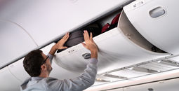 Plane overhead bins.